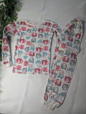 Burts Bee Organic Cotton Christmas Hot Cocoa Pajama Set Size 8